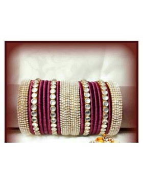 Bangle Set - SIlver and Maroon